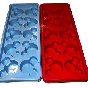 Disney Mickey Mouse Shaped Ice Cube Trays Set of 2  Blue & Red